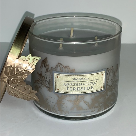 Marshmallow Fireside Dec. Lid 3 Wick Candle - Picture 2 of 7